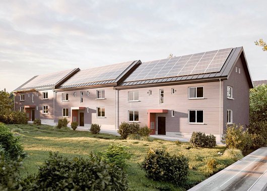 Eine Solaranlage verhilft dem ersten Energiesprong-Projekt im niedersächsischen Hameln zu einem CO2-neutralen "Net Zero"-Standard. (Grafik: ecoworks)